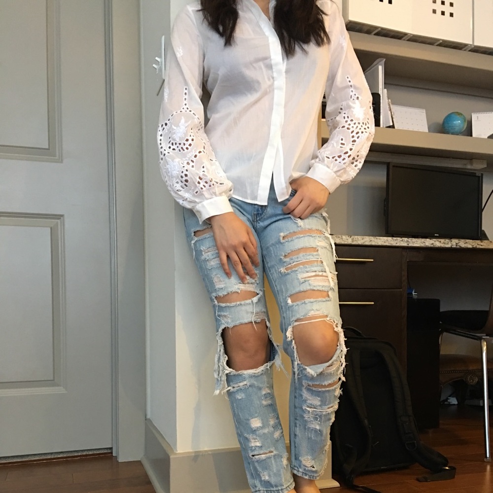 White lace Theory blouse